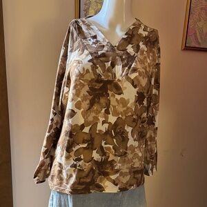 Dana Buchman Brown Floral Blouse